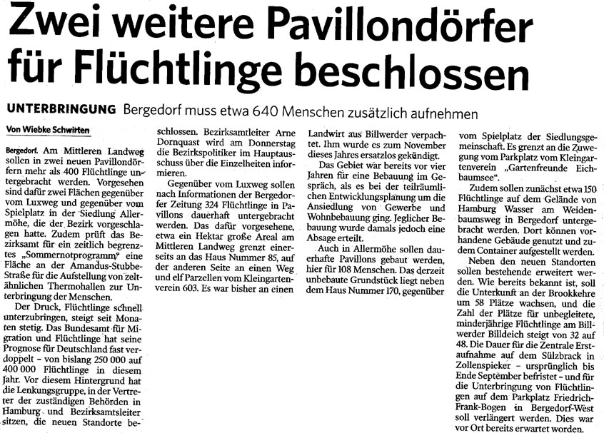 Bergedorfer Zeitung  
		05.06.2015